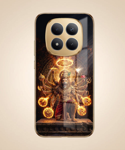 Redmi Note 15 SE 5G Lord Narasimha Gold Electroplated Glass Phone Back Case