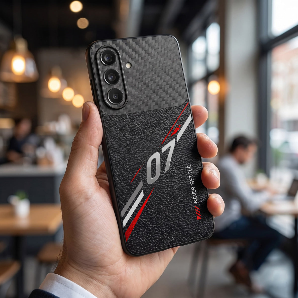 Samsung Galaxy A27 5G Racing Edition Carbon Fiber Leather Hybrid Back Case