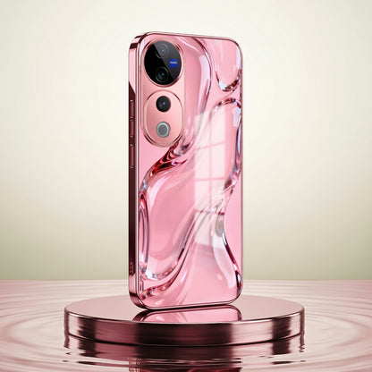Vivo V40 Pro 5G Crystal Wave Energy Pink Electroplated Glass Phone Back Case