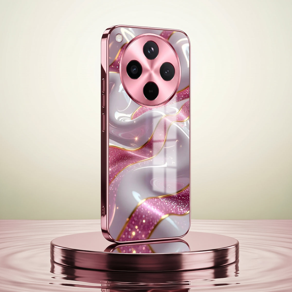 Oppo Find X8 5G Pearl Marble Pink Electroplated Glass Phone Back Case