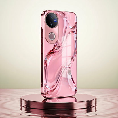 Vivo V50 5G Crystal Wave Energy Pink Electroplated Glass Phone Back Case
