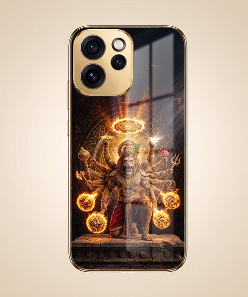Oppo Reno 15 Pro Mini 5G Lord Narasimha Gold Electroplated Glass Phone Back Case