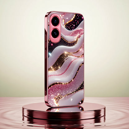 Vivo T5 Pro 5G Midnight Pearl Wave Pink Electroplated Glass Phone Back Case