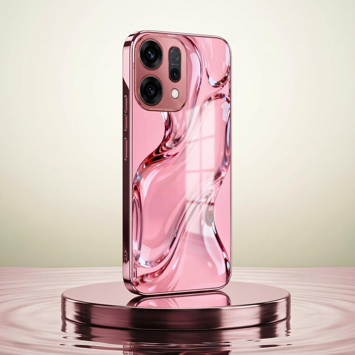 Oppo Reno 14 5G Crystal Wave Energy Pink Electroplated Glass Phone Back Case