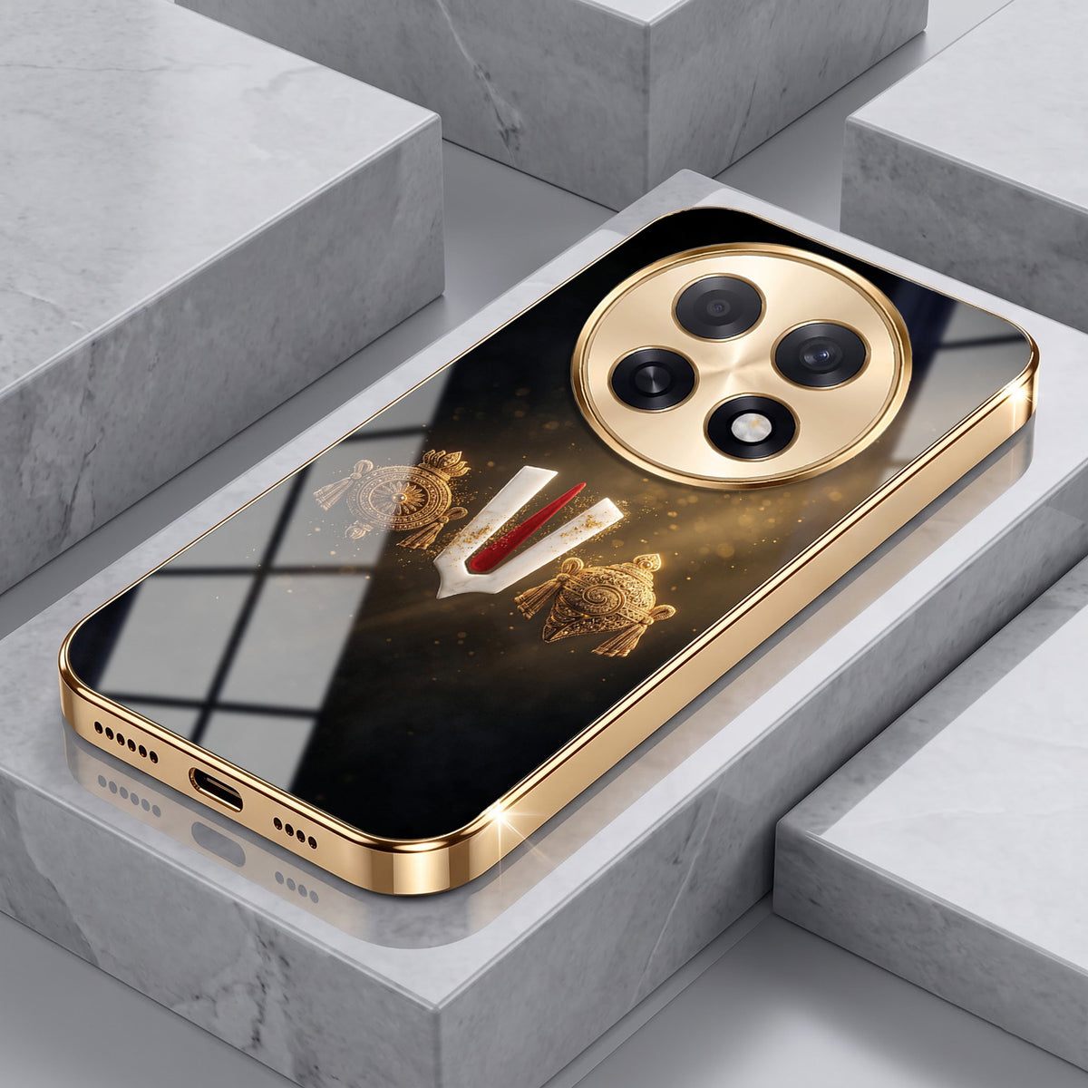Oppo F31 Pro+ 5G Royal Heritage Edition Gold Electroplated Glass Phone Back Case