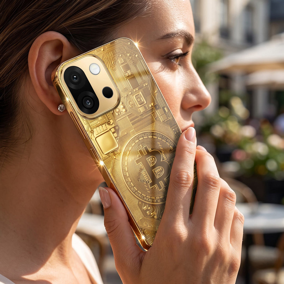 OnePlus 13s 5G Bitcoin Gold Electroplated Glass Phone Back Case