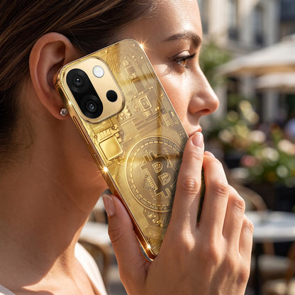 OnePlus 13s 5G Bitcoin Gold Electroplated Glass Phone Back Case
