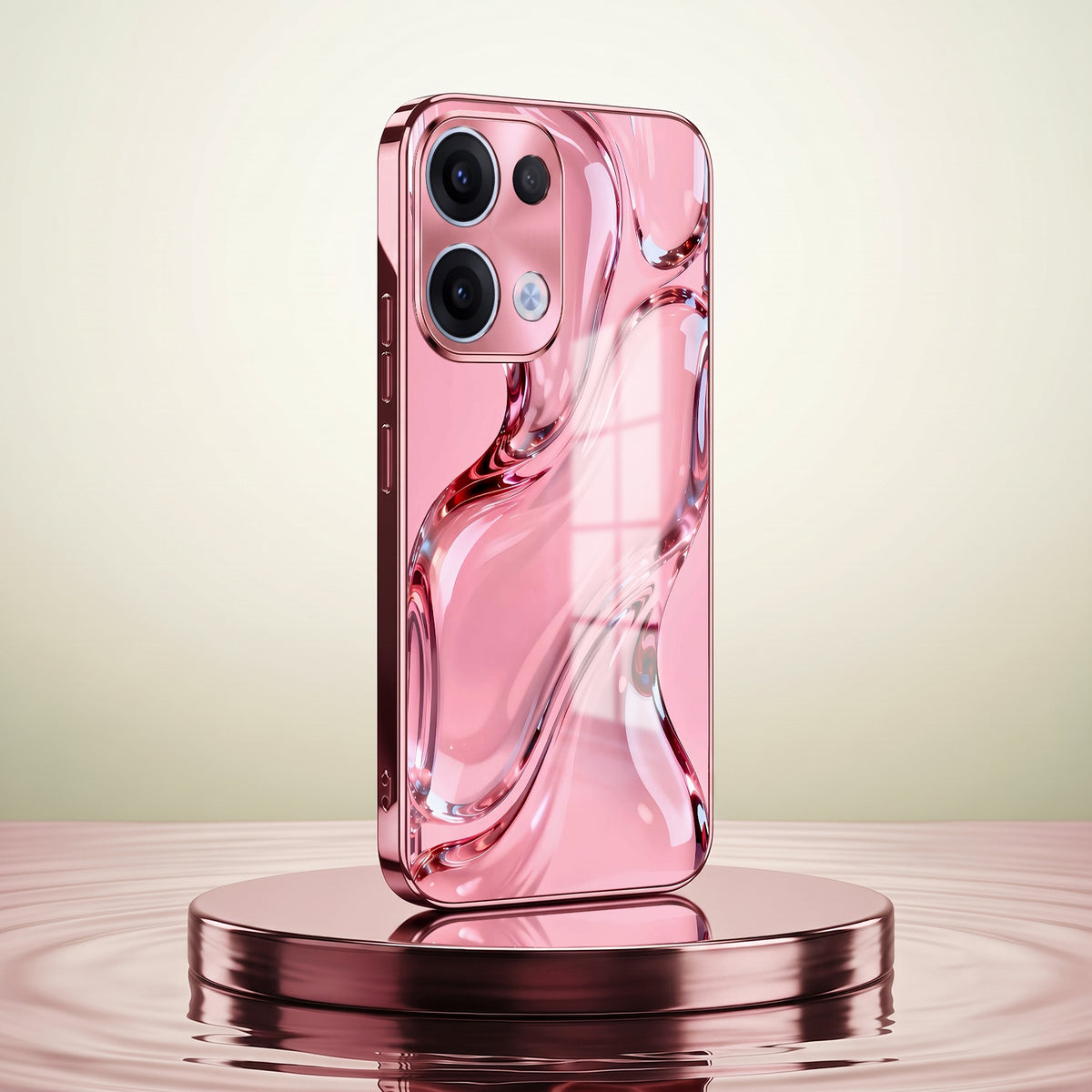 Oppo Reno 13 5G Crystal Wave Energy Pink Electroplated Glass Phone Back Case
