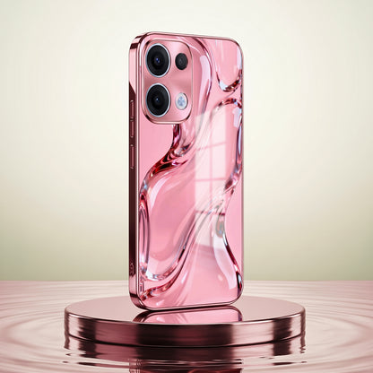 Oppo Reno 13 5G Crystal Wave Energy Pink Electroplated Glass Phone Back Case