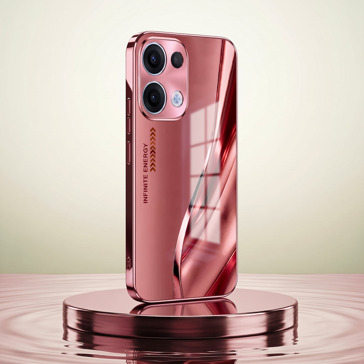 Oppo Reno 13 5G Luxury Infinity Energy Pink Electroplated Glass Phone Back Case