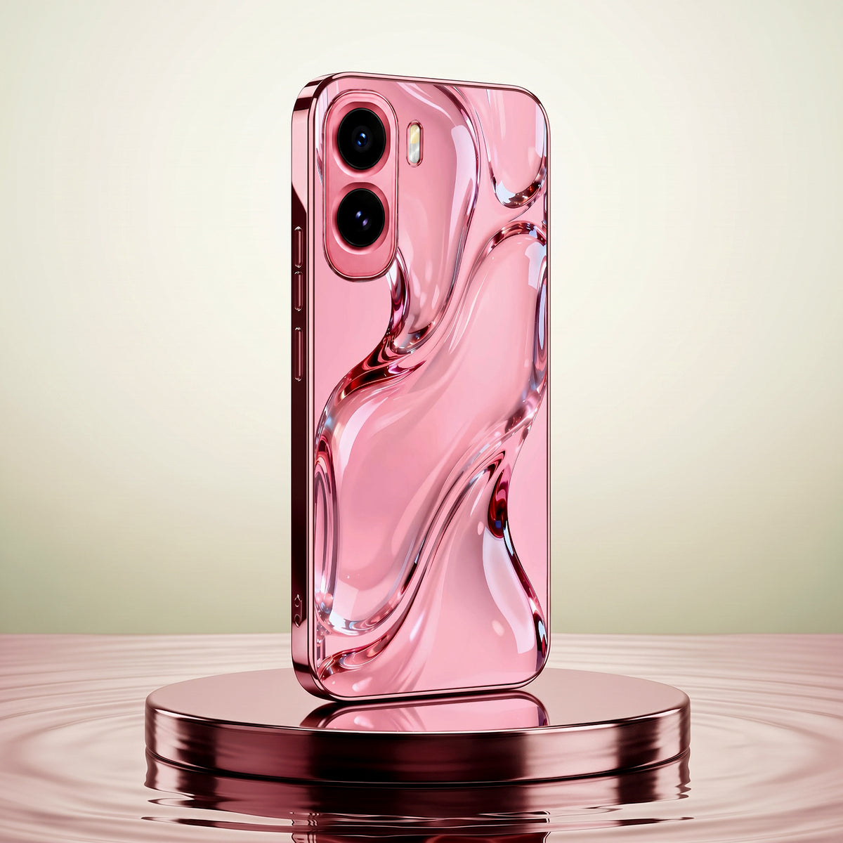 Vivo T5 Pro 5G Crystal Wave Energy Pink Electroplated Glass Phone Back Case