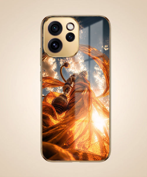 Oppo Reno 15 Pro Mini 5G Divine Hanuman Gold Electroplated Glass Phone Back Case