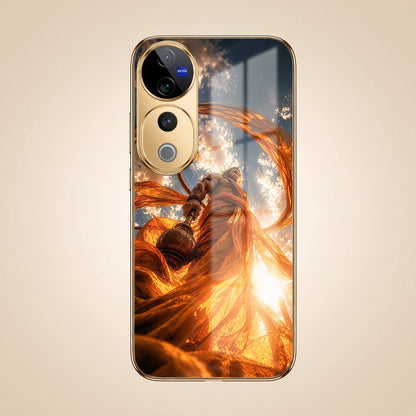 Vivo V40 Pro 5G Divine Hanuman Gold Electroplated Glass Phone Back Case