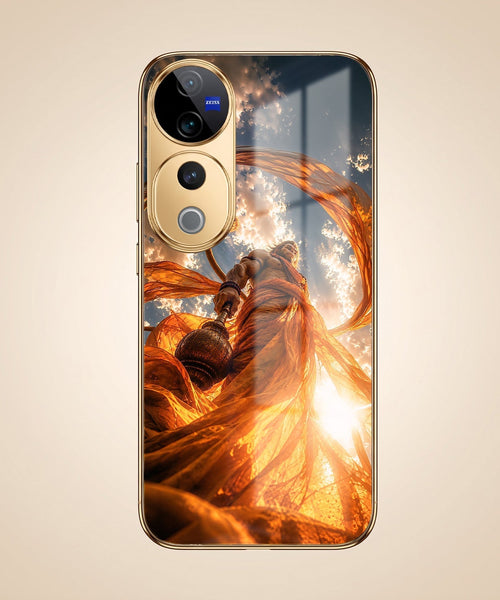 Vivo V40 Pro 5G Divine Hanuman Gold Electroplated Glass Phone Back Case