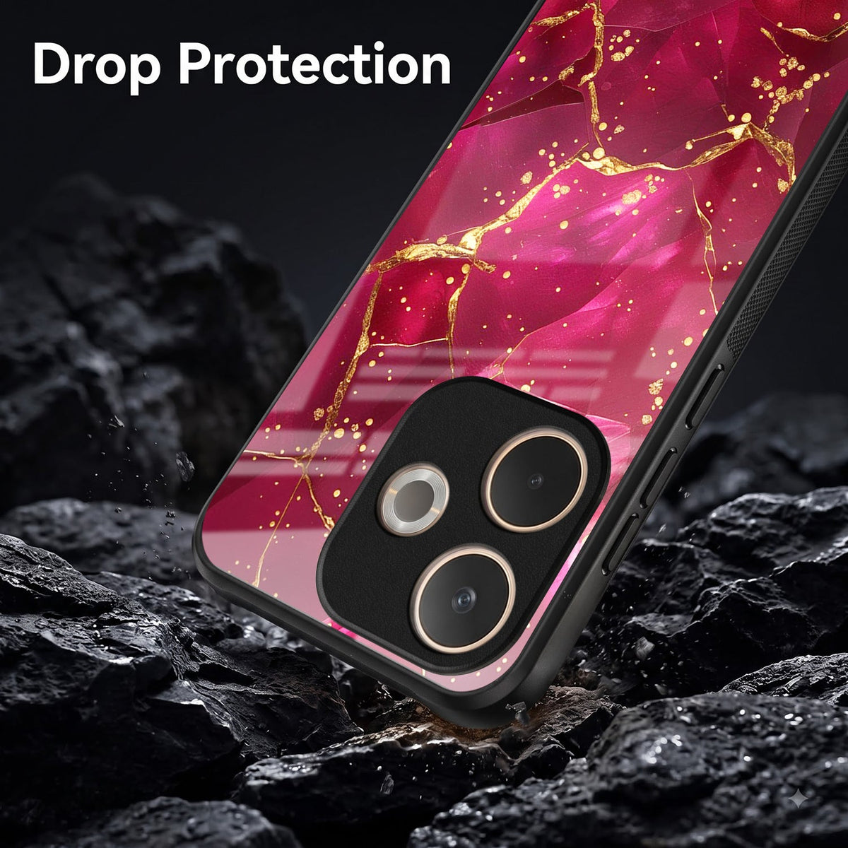 Oppo A5 Pro 5G Luxury Crimson Marble Acrylic Glass Back Case