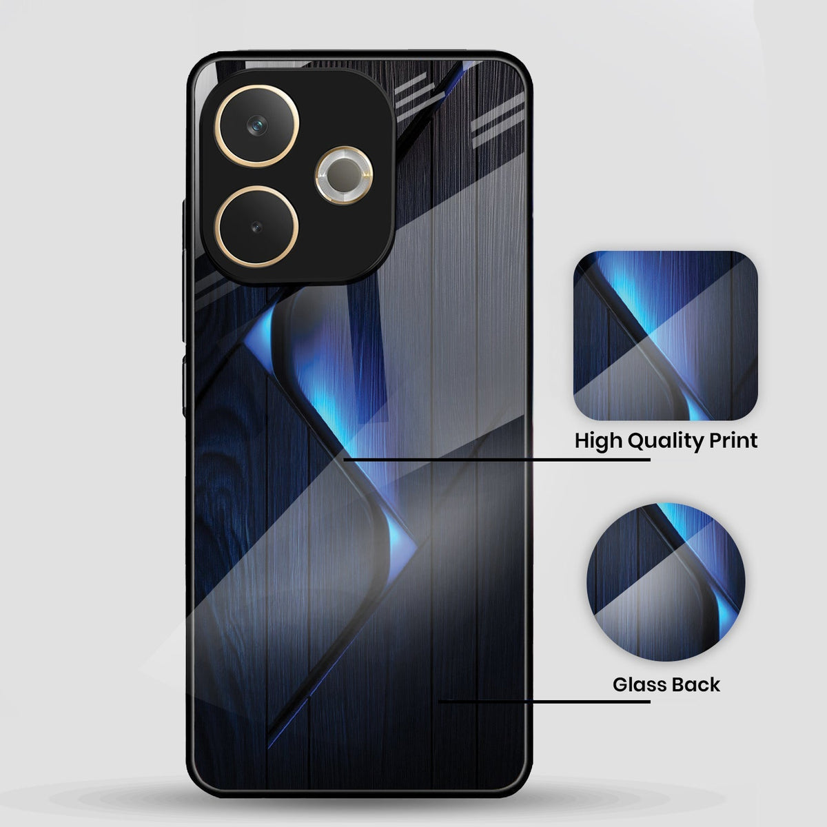 Oppo A5 Pro 5G Premium Acrylic Shockproof Glass Back Case (Blue Gradient)