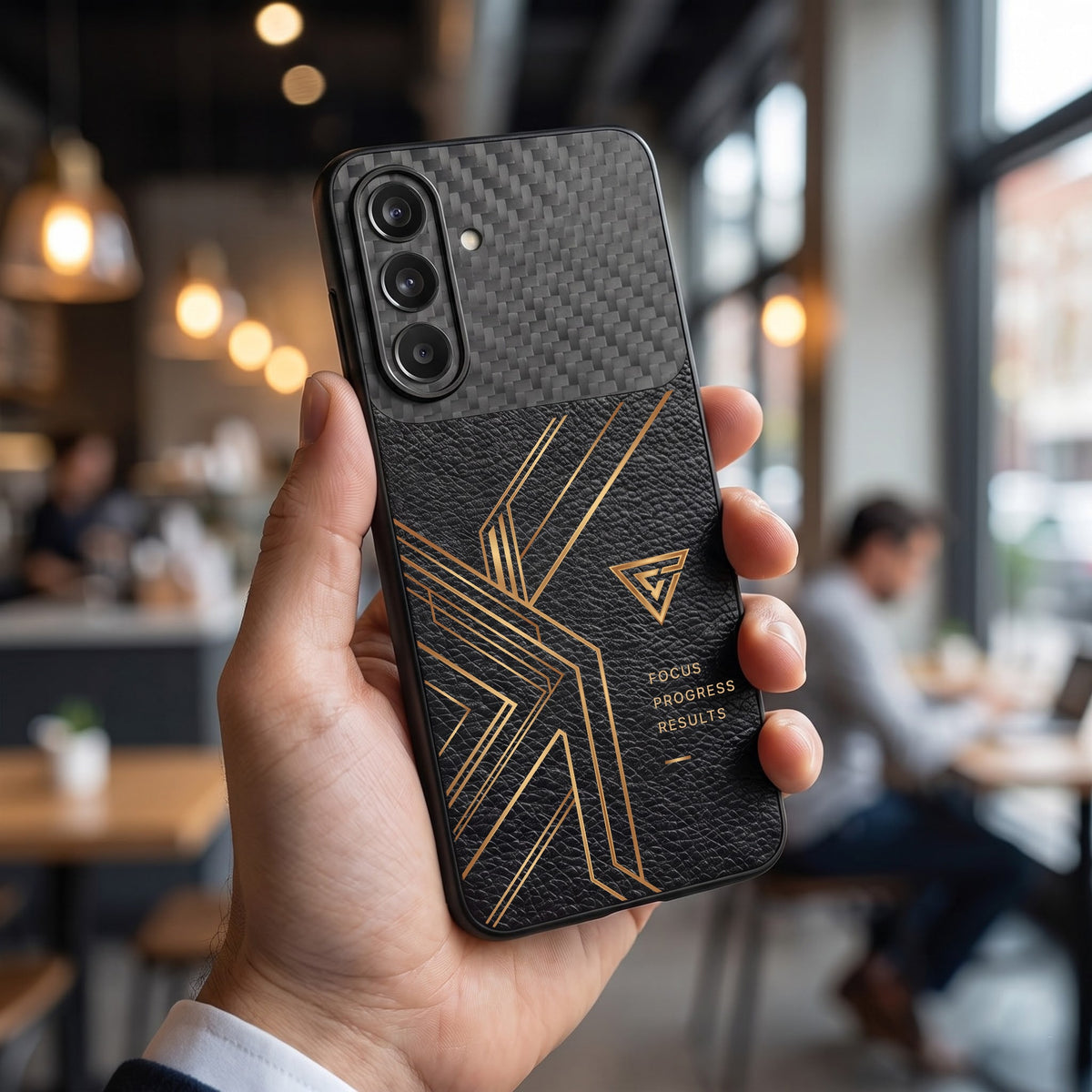 Samsung Galaxy A57 5G Geometric Luxury Carbon Fiber Leather Hybrid Back Case