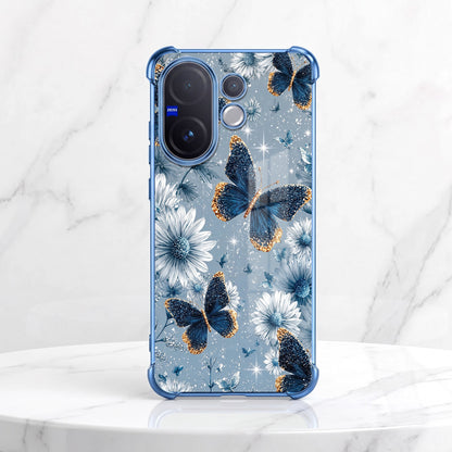 Vivo V60 5G Blue Butterfly Floral Airbags Printed Back Case