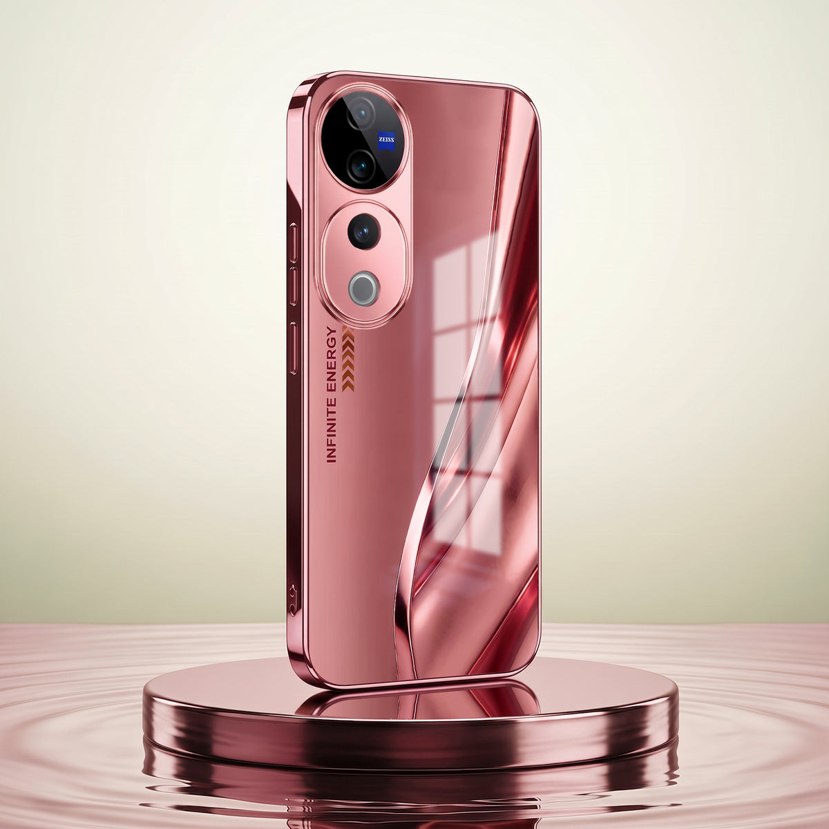 Vivo V40 Pro 5G Luxury Infinity Energy Pink Electroplated Glass Phone Back Case