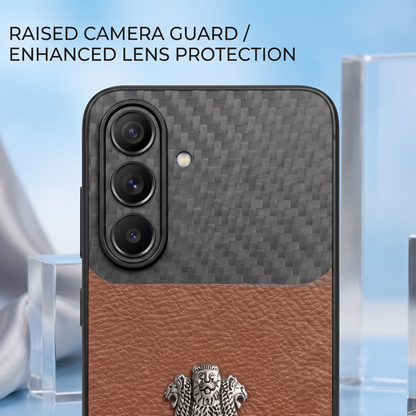 Samsung Galaxy A37 5G Satyamev Jayate Carbon Fiber Leather Hybrid Phone Case