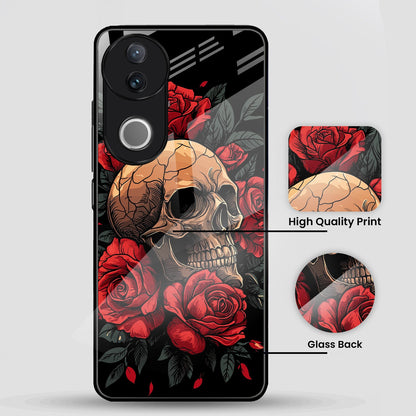 Vivo V50 5G Premium Acrylic Shockproof Glass Back Case (Rose Skull)