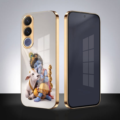 Vivo V70 FE 5G Bal Krishna Blessings Gold Electroplated Glass Phone Back Case