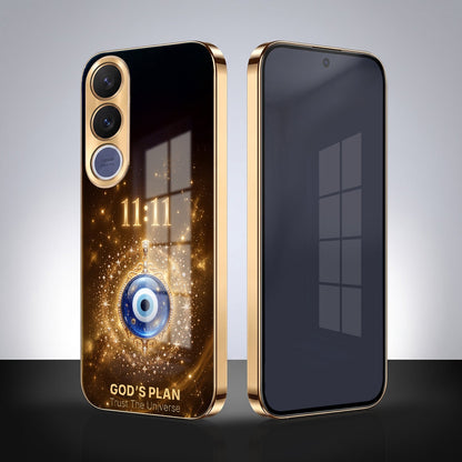 Vivo V70 FE 5G God’s Plan Evil Eye Gold Electroplated Glass Phone Back Case