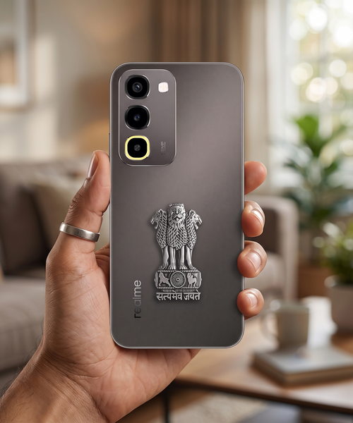 Realme P4R 5G Compatible Satyamev Jayate 3D Metal Emblem Sticker