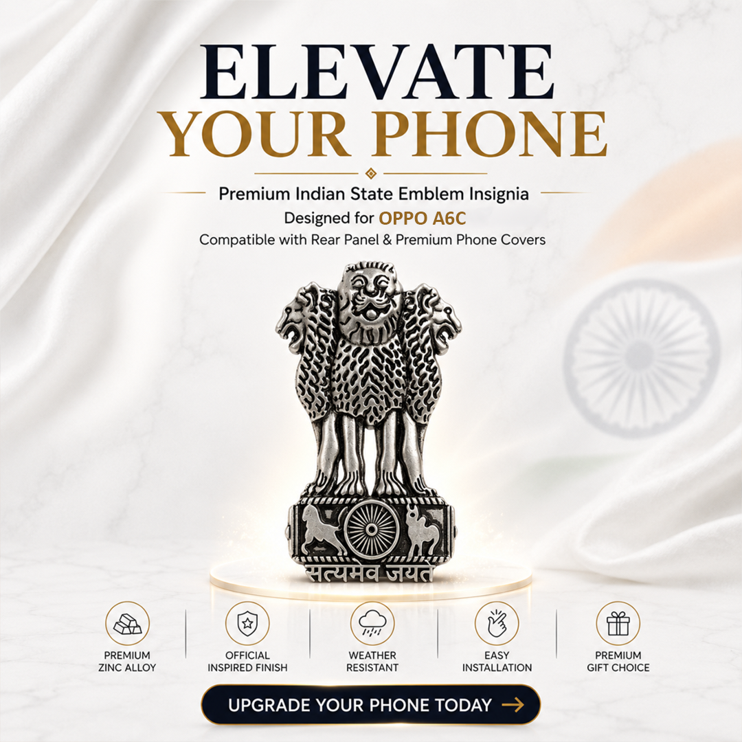 Oppo A6c 5G Compatible Satyamev Jayate 3D Metal Emblem Sticker