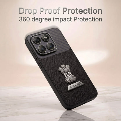Motorola Edge 60 Pro 5G Satyamev Jayate 2-in-1 Emblem Carbon Fiber Leather Phone Case
