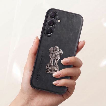 Samsung Galaxy A55 5G Metal Emblem Satyamev Jayate Comfortable Sheepskin Phone Case