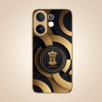 Vivo T4 Pro 5G Royal Emblem Gold Electroplated Glass Phone Back Case
