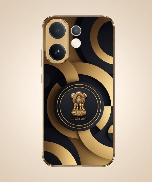 Vivo T4 Pro 5G Royal Emblem Gold Electroplated Glass Phone Back Case