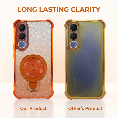 Vivo V70 FE 5G Invincible Bracket Ring Stand Shimmer Airbag Cosmic Orange Case