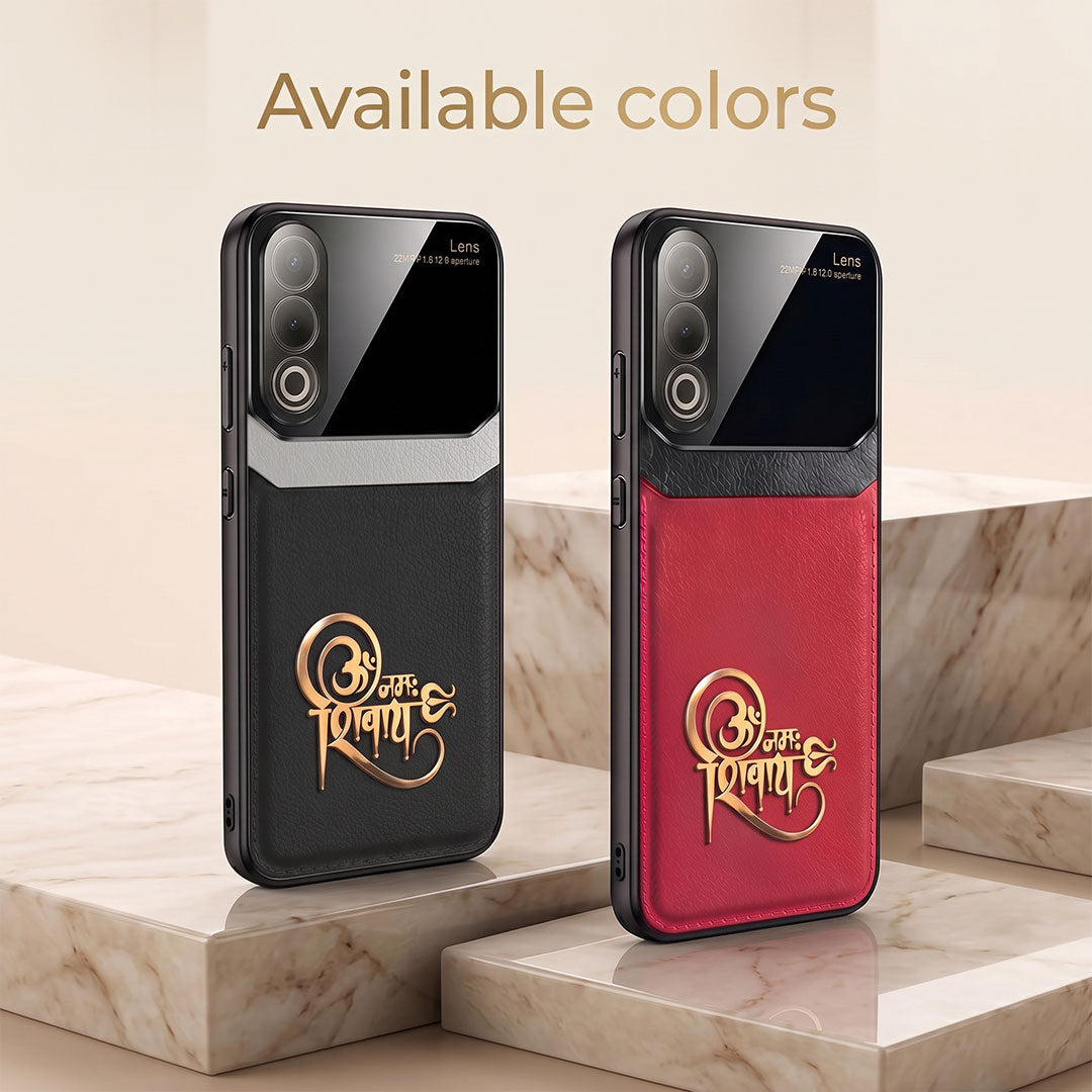 Oppo K12x 5G Om Namah Shivay 3D Gold Metal Leather Back Case