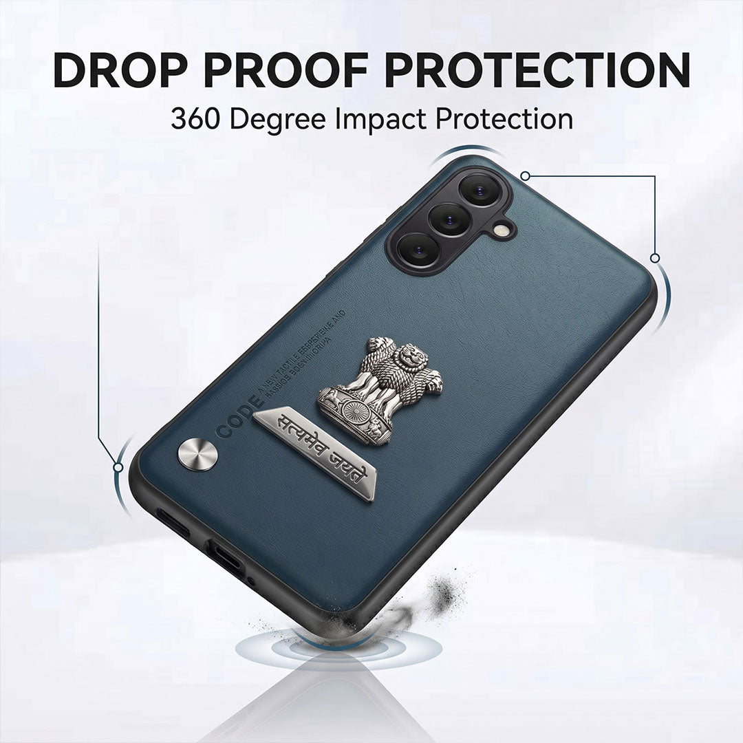 Samsung Galaxy A55 5G Satyamev Jayate 2-in-1 Emblem Vegan Leather Back Case