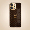 Vivo V70 5G LV Brown Monogram Gold Electroplated Glass Phone Back Case