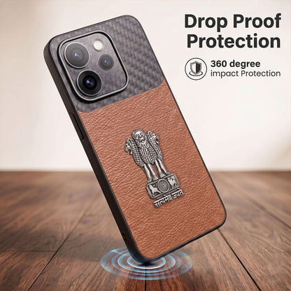 Oppo Reno 15 Pro Mini 5G Satyamev Jayate Carbon Fiber Leather Hybrid Phone Case