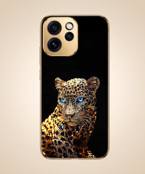 Oppo Reno 15 Pro Mini 5G Panther Gold Electroplated Glass Phone Back Case