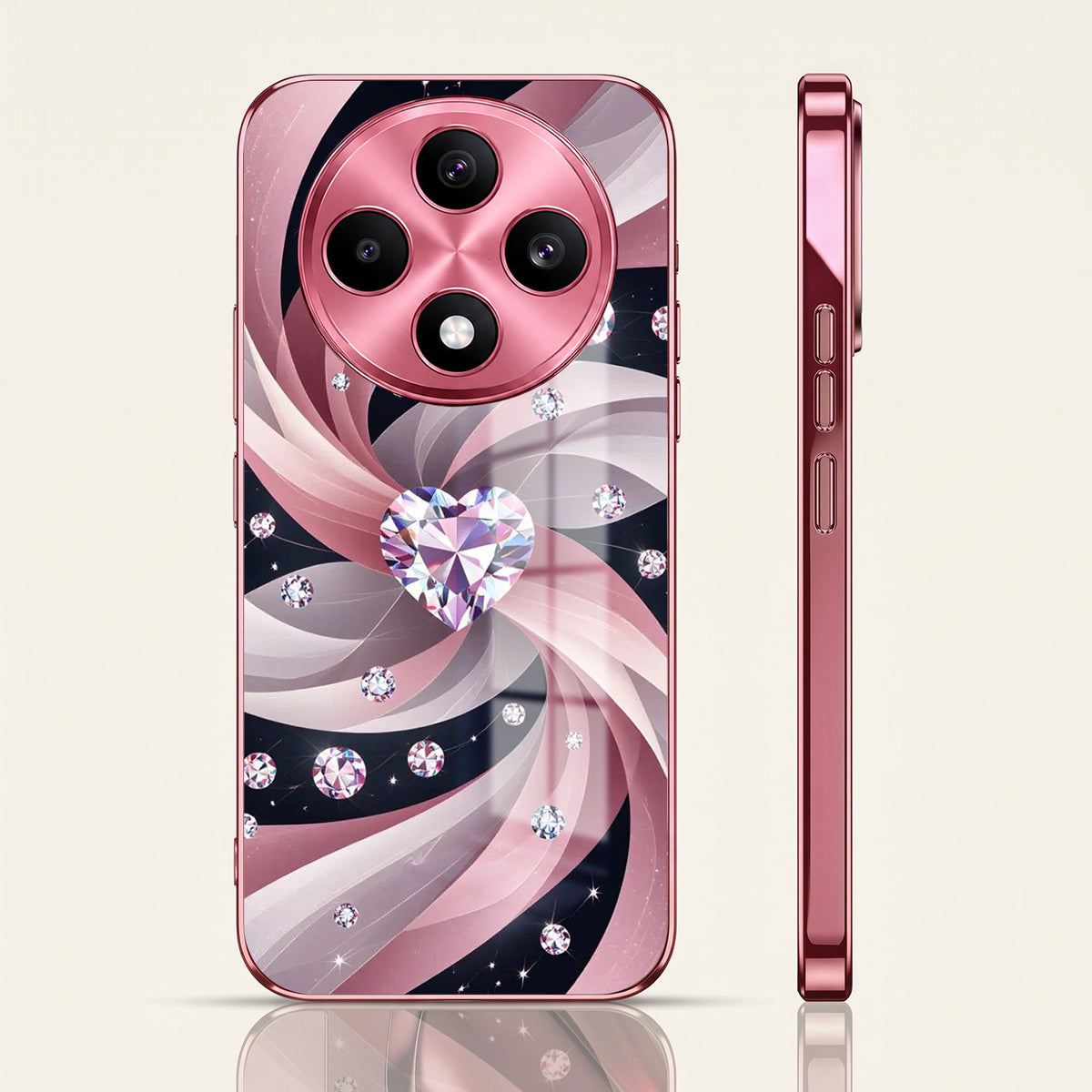 Oppo F27 5G Diamond Glam Pink Electroplated Glass Phone Back Case