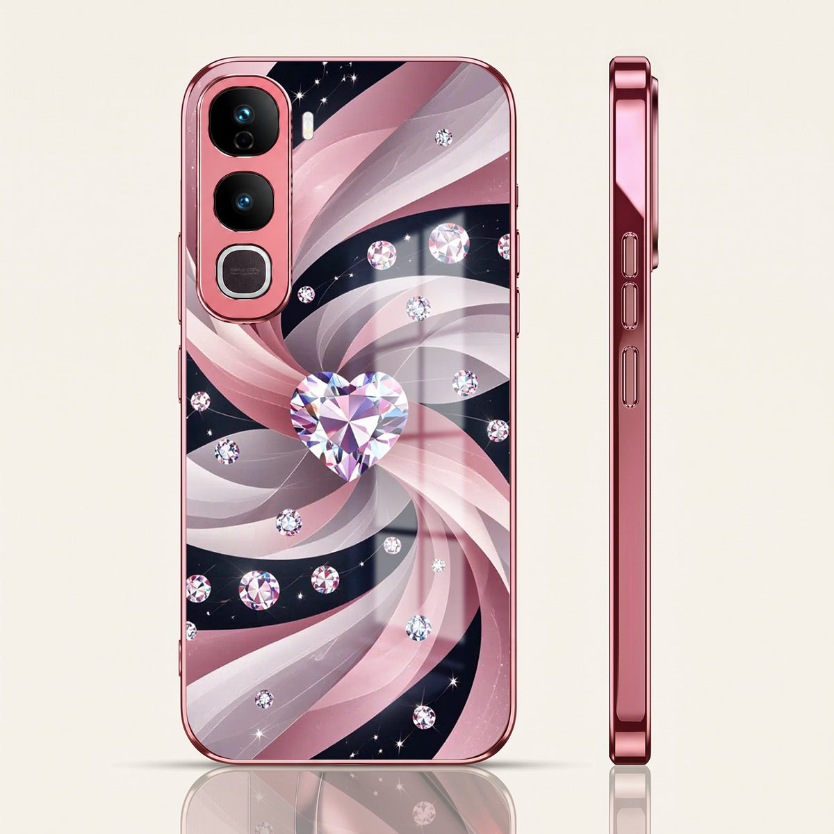 Vivo Y400 Pro 5G Diamond Glam Pink Electroplated Glass Phone Back Case