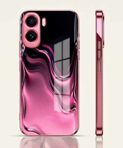 Vivo T5 Pro 5G Liquid Wave Pink Electroplated Glass Phone Back Case