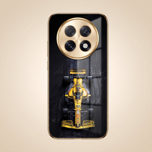 Oppo F31 Pro+ 5G F1 Racing Car Gold Electroplated Glass Phone Back Case
