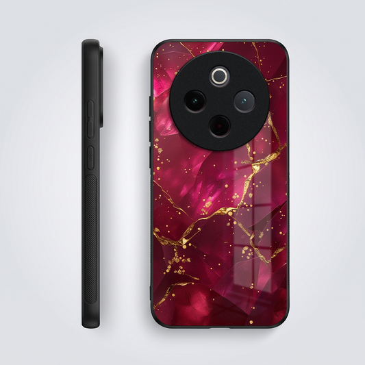 Vivo T4 5G Luxury Crimson Marble Acrylic Glass Back Case