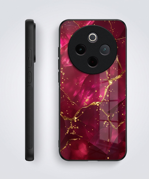Vivo T4 5G Luxury Crimson Marble Acrylic Glass Back Case
