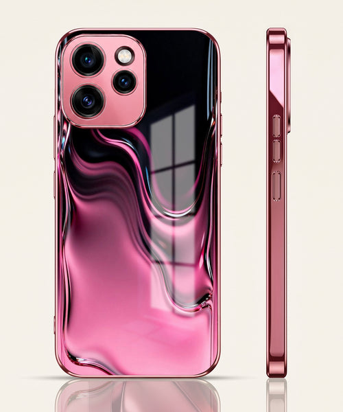 Oppo Reno 15 Pro 5G Liquid Wave Pink Electroplated Glass Phone Back Case