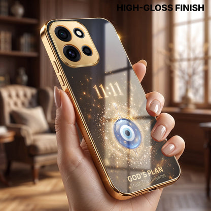 OnePlus Nord 6 5G God’s Plan Evil Eye Gold Electroplated Glass Phone Back Case