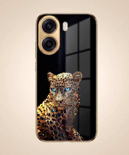Oppo K14x 5G Panther Gold Electroplated Glass Phone Back Case