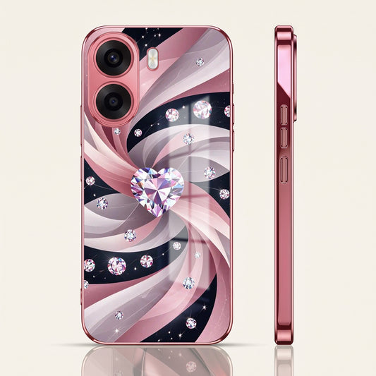 Oppo K14x 5G Diamond Glam Pink Electroplated Glass Phone Back Case