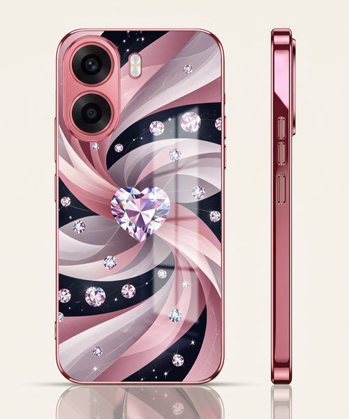 Oppo K14x 5G Diamond Glam Pink Electroplated Glass Phone Back Case